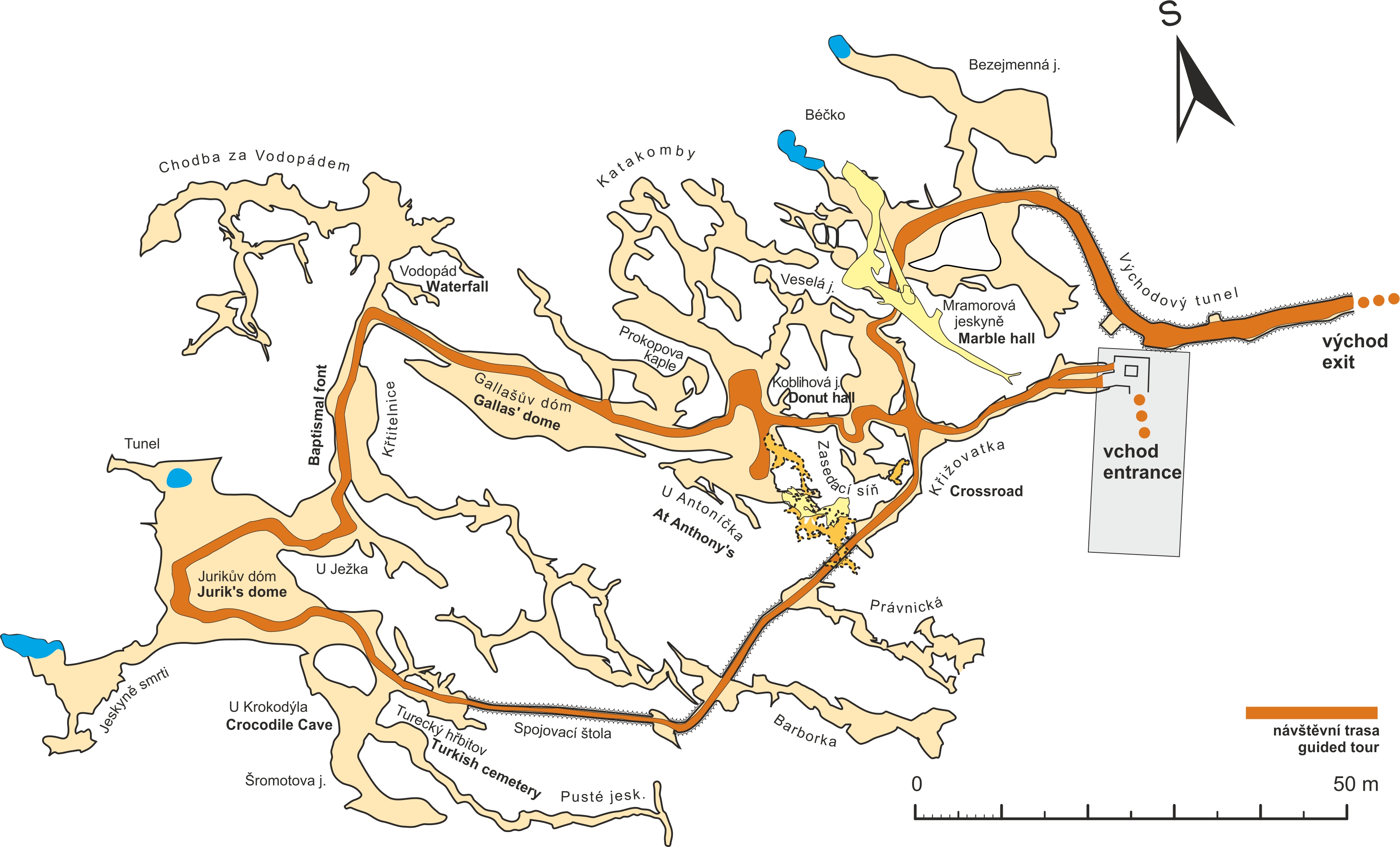 Zbrašovské aragonitové jeskyně - mapa