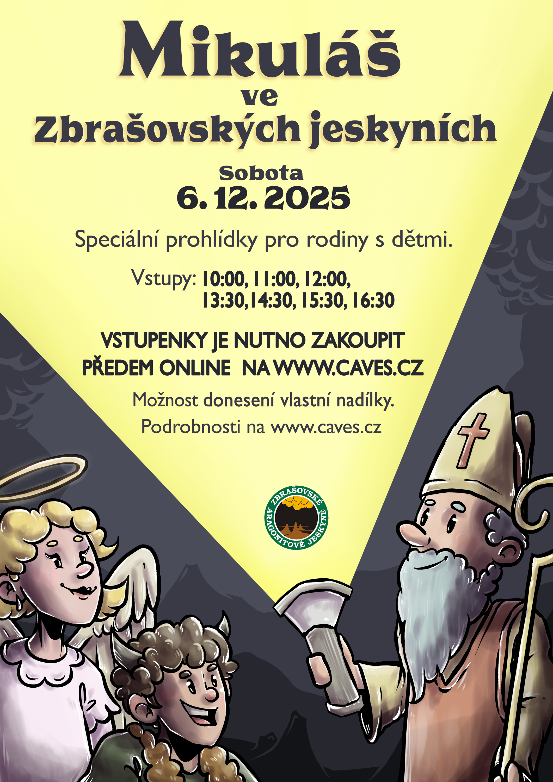 Mikulášská nadílka ve Zbrašovských aragonitových jeskyních – sobota 6. 12. 2025 