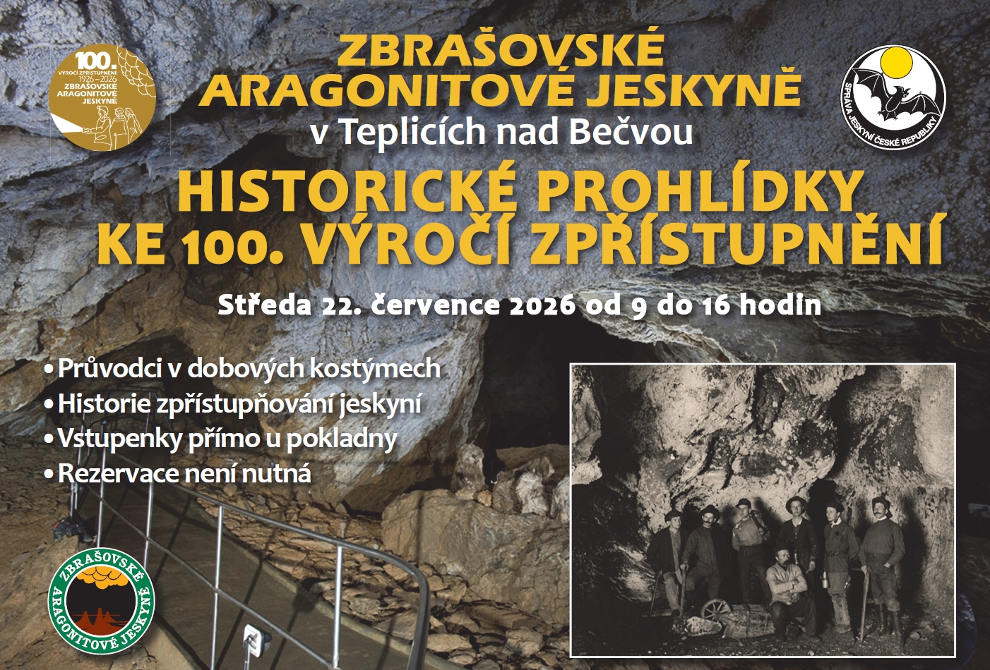 Historické prohlídky Zbrašovských jeskyní