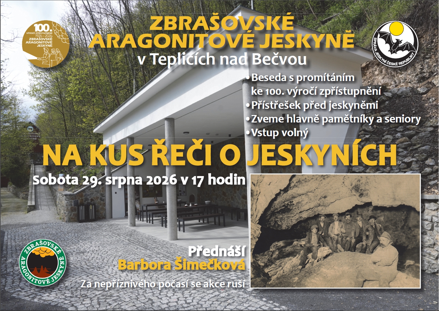 Zbrašovské aragonitové jeskyně - 100 let - akce